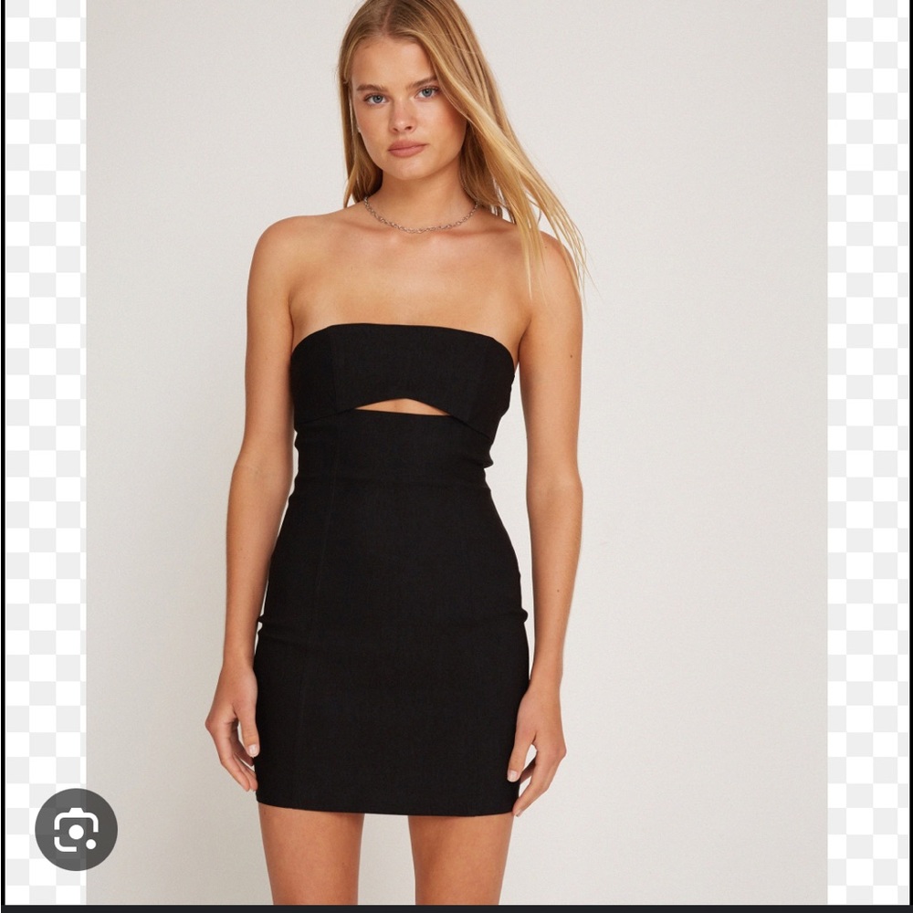 Motel bandeau black cut out mini dress